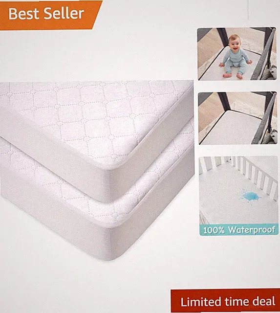 2 Pack Waterproof Playard Mattress Protectors 39" x 27" - Soft & Quilted Comfort