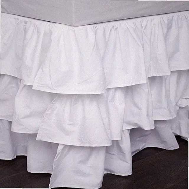 3 Sided White Solid Bed Skirt - 600 TC Egyptian Cotton Split / Open Corner Sale