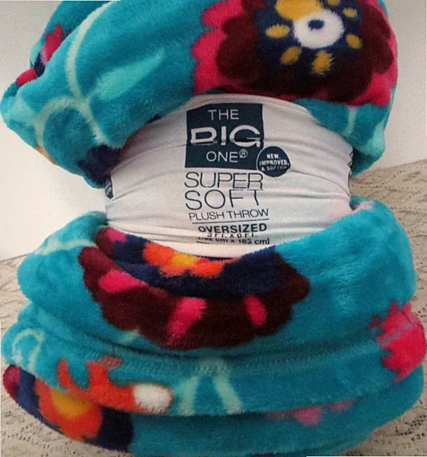 BIG One Plush Throw ORIGINAL XL Sz 60" x 80" TEAL +Multi Color Soft Blanket NEW