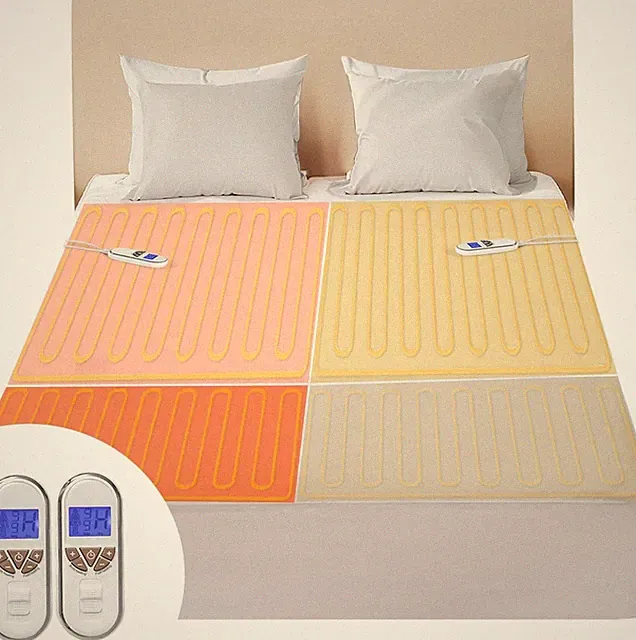 Bwarm Premium Multi-Zone Electric Heated Mattress Pad Queen Size, 60" x 80", Dua