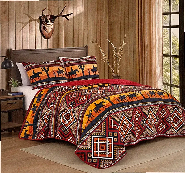 Chezmoi Collection Dune Southwestern Cowboys Microfiber Bedspread Quilt Set