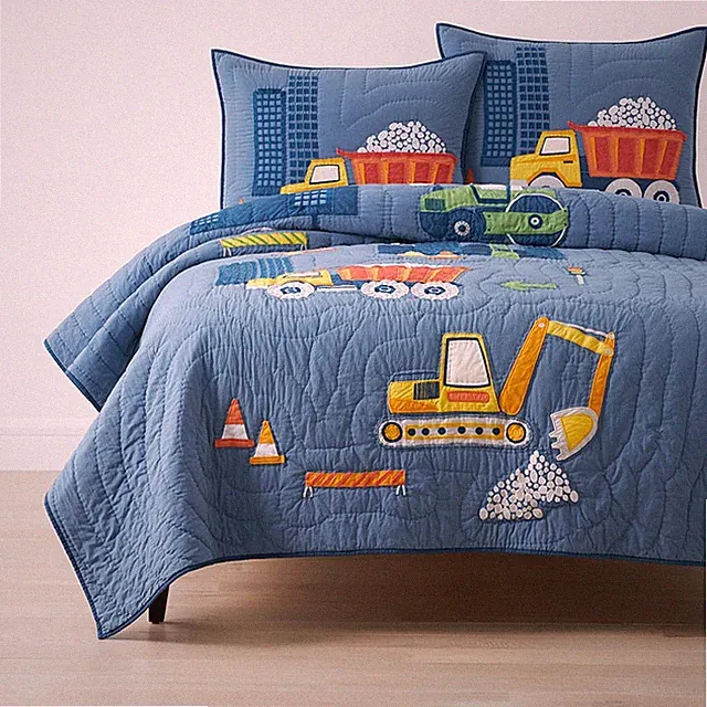 Construction Trucks Quilt(Blue Multi)-Company Kids|5957
