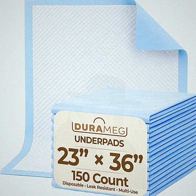 DURAMEG 23x36 Disposable Underpads 150 Count Leakproof Absorbent Bed Pads Chucks