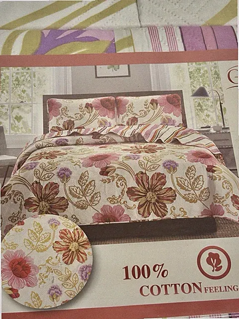 King Glory Home Floral Design Summer Selection Quilted Bedspread Set 3-Piece NWT