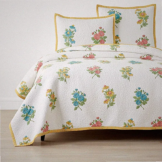 Lily Garden Quilted Coverlet - White Multi, King/Cal. King...