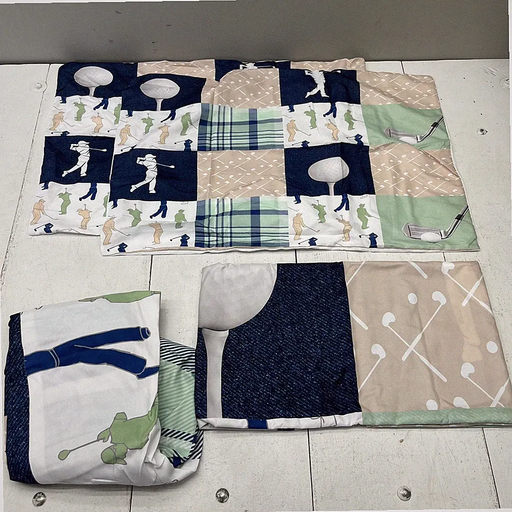 Multicolor & Multi-Print Golf 4 Piece Full Size Bedding Set NEW