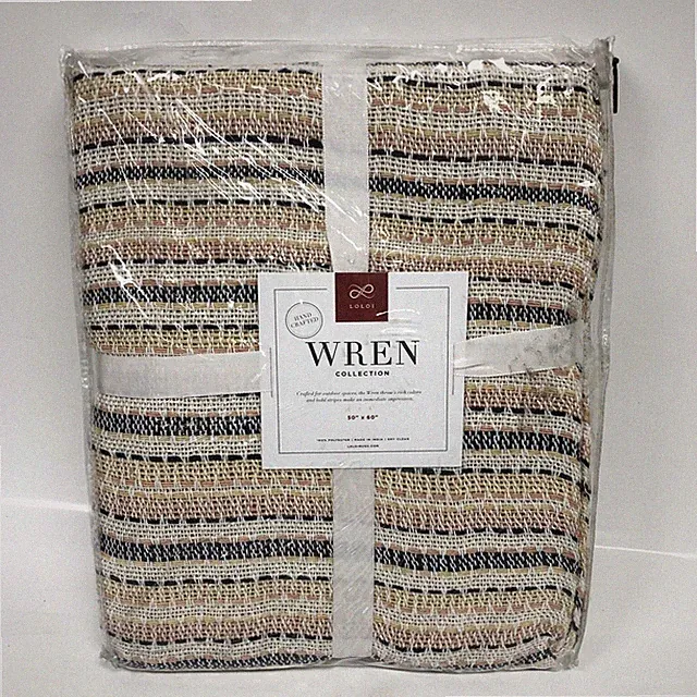 New Loloi Wren Collection Multi-Colored Handcrafted 50"x60" Throw New