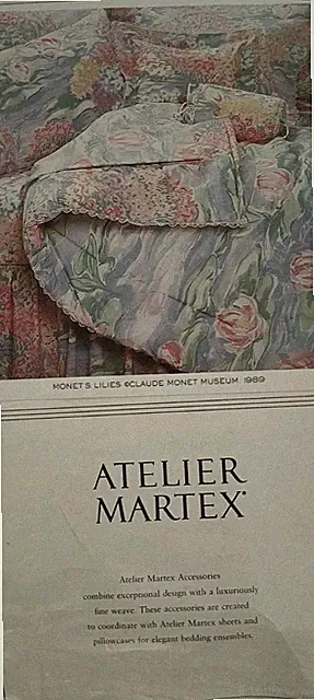 New Vintage Atelier Martex Monet's Lilies Multi Color King Petticoat Bed Skirt
