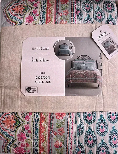 Nicole Miller Artelier Cotton Reversible Multicolored Floral King Quilt Set
