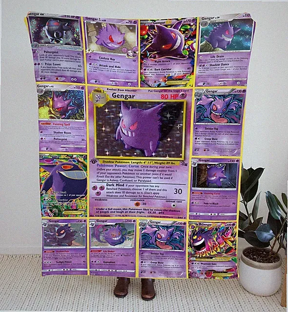Pokemon Blanket Personalized Multi Gengar Name Custom Sherpa Fleece Throw