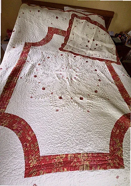 Quilt Twin Size With Matching Sham 100% Cotton Multi Color 70x84 Scalloped Edge