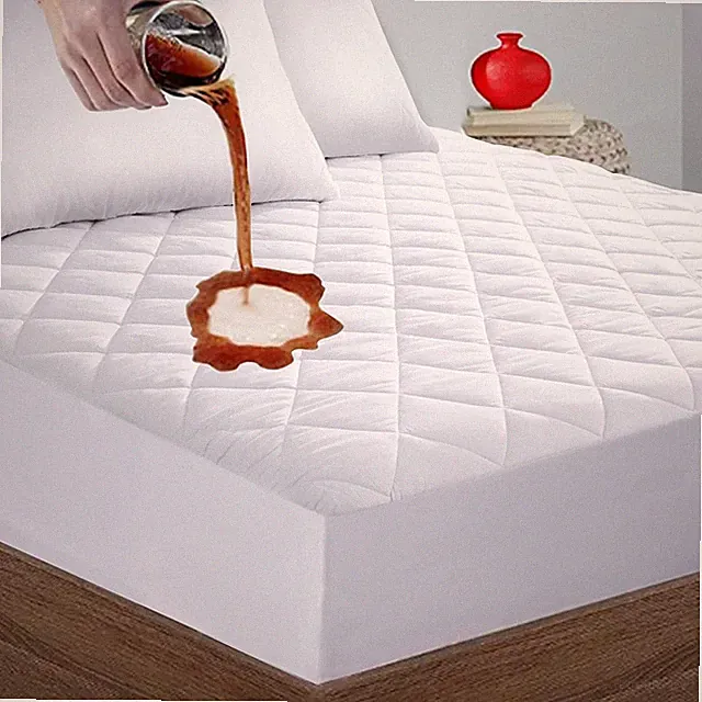 Quilted Fitted Mattress Pad Cover Waterproof Mattress Protector, 21" Deep Pocket