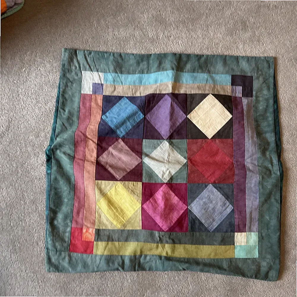 quilted Multi Colored pillow shams 20” By 20”