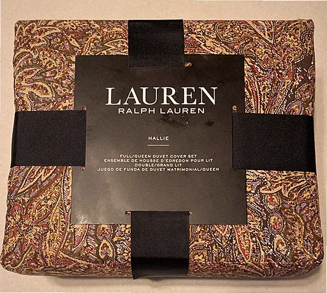 RALPH LAUREN Hallie Duvet Cover Sham Set Full/Queen Cotton Clay Tan Multi $300