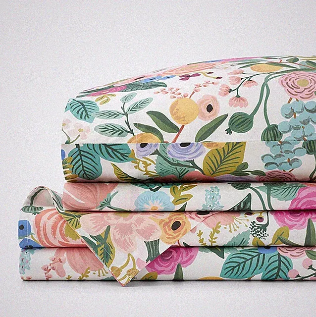 Rifle Paper Co Garden Party Classic Cool Cotton Percale Bed Sheet Set