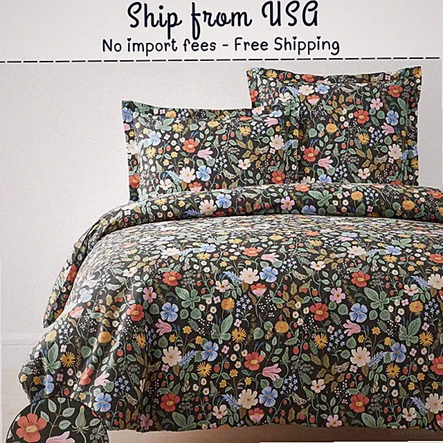 Rifle Paper Co. Strawberry Fields Classic Cool Cotton Percale Duvet Cover