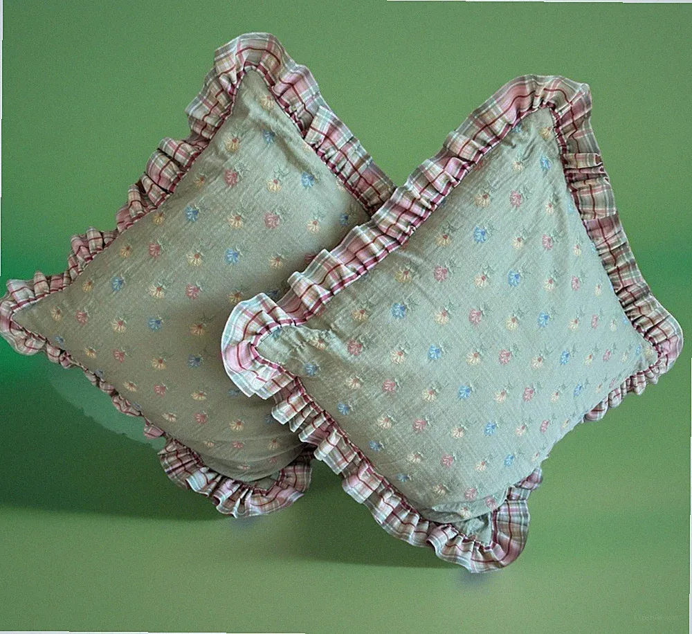SET 2 Custom Made Silk Blend Shabby Chic Floral Pillow Shams 30” EUC Cottage