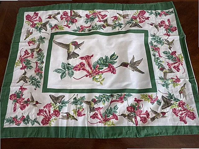 Set of 2 Hummingbird Shams Standard Pillow Size Cotton Polyester Green Multi