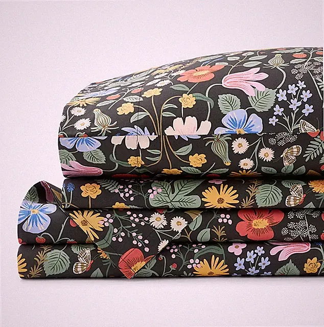 Strawberry Fields Classic Cool Cotton Percale Bed Sheet Set - White Multi, Twin