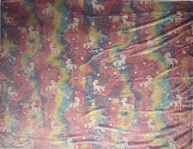 Unicorn Throw Blanket Multi Pastel Colors Soft Plush Blanket- 50 x 60