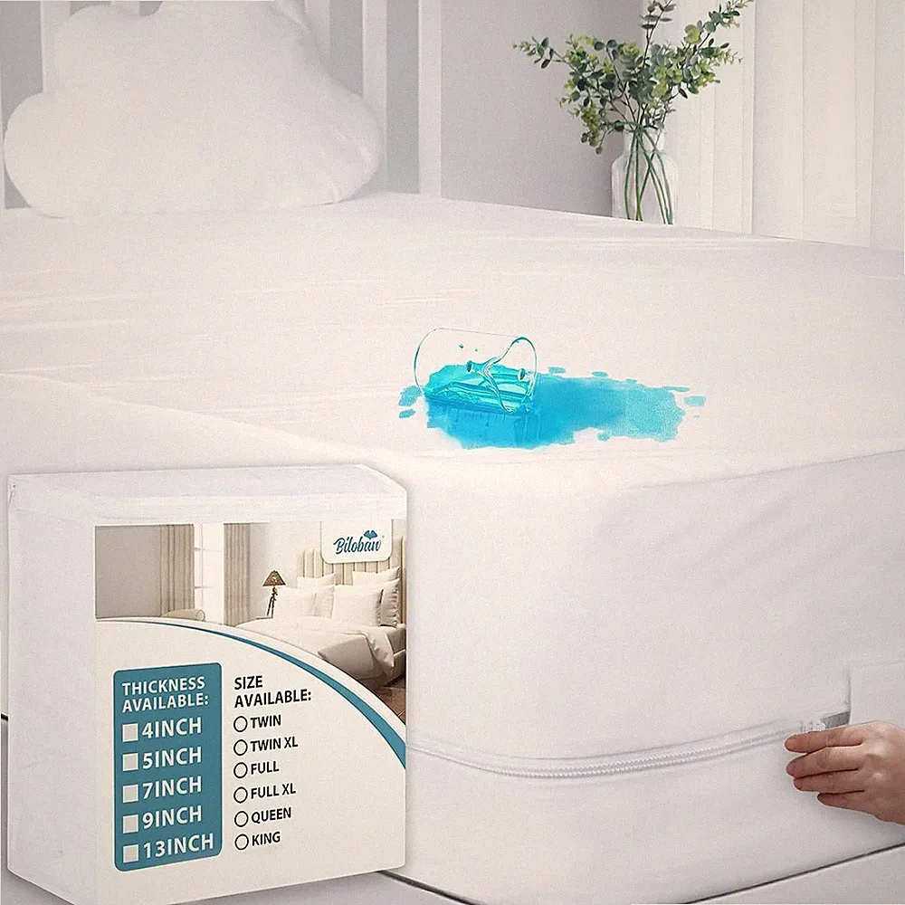 Waterproof Box Spring Encasement Zippered 6-Sided Mattress Protector Multi-size