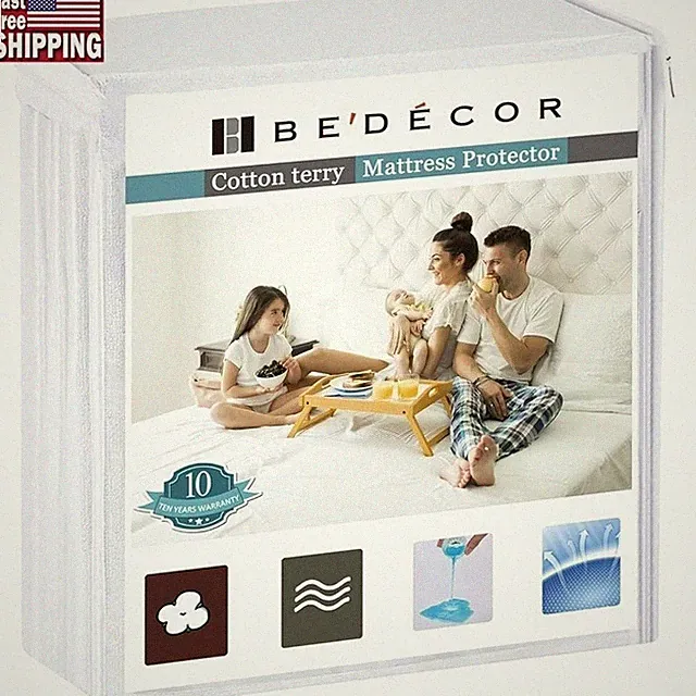Waterproof Mattress Protector Cotton Terry Noiseless Bed Cover Multi-Purpose New